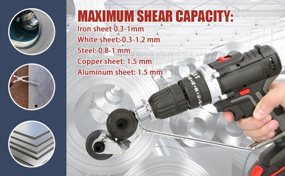 Electric Drill Plate Cutter Attachment Double Headed Free Cutting Tools Iron Metal Sheet Cutter Plate Punch Scissors