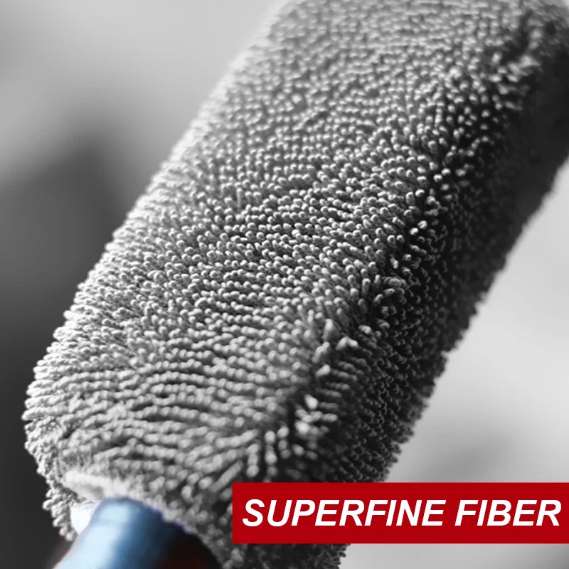 SEAMETAL Microfiber Car Wheel Tire Rim Brush Auto Wheel Cleaning Tool Wash Towel with Plastic Handle Car Washing Accessories