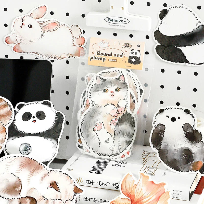 15Sheets Watercolor Animal Postcard Set Cat Panda Goldfish Design Press for DIY Journaling Scrapbooking & Gift Making