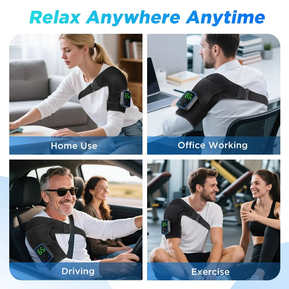 Electric Shoulder Heating Pad 3-Speed Vibration Muscle Relax Belt Thermal Massager Shoulder Neck Health Care Support Brace