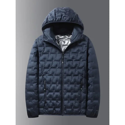 Winter white down jacket men's graphene self heating windproof pleated hooded down jacket casual warm down jacket men's coat