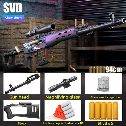 Soft Bullet Sniper Toy Gun Manual Loaded Shell Ejecting Firable Outdoor Battle Gun Model Christmas Gift