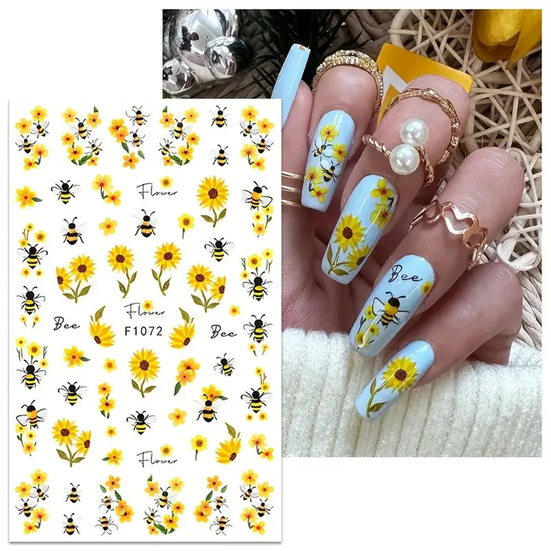 1PCS Marbled Nail Sticker 3D Abstract Lines Sticker Nail Art Supplies Nail Decals Y2K Laser Butterfly Ladies Nail Art Decoration