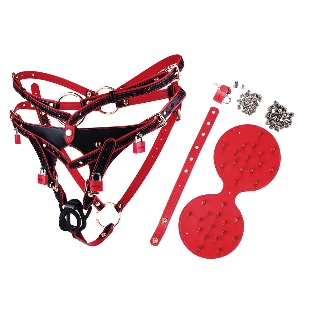 FRKO Fantasy Men Punishment Panties PU Leather Harness Belt Rivet Stimulation BDSM Slave Games Fetish Sex Toys For Men Gays 18