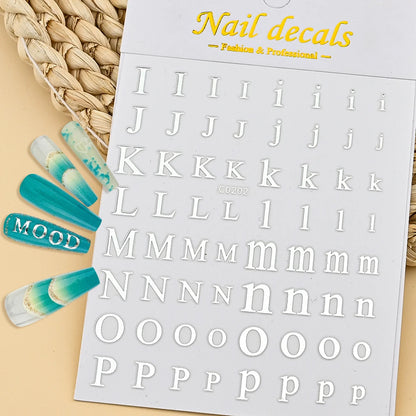 3D Glittery Gothic Letter Design Nail Art Stickers Uppercase Alphabet Letters Artistic Designs DIY Nail Art Decals Decoration #1