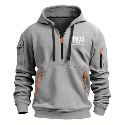 Fashion autumn and winter men's brand clothing multi-zipper design printed hoodie casual sweatshirt loose hooded jumper