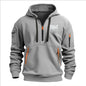 Fashion autumn and winter men's brand clothing multi-zipper design printed hoodie casual sweatshirt loose hooded jumper