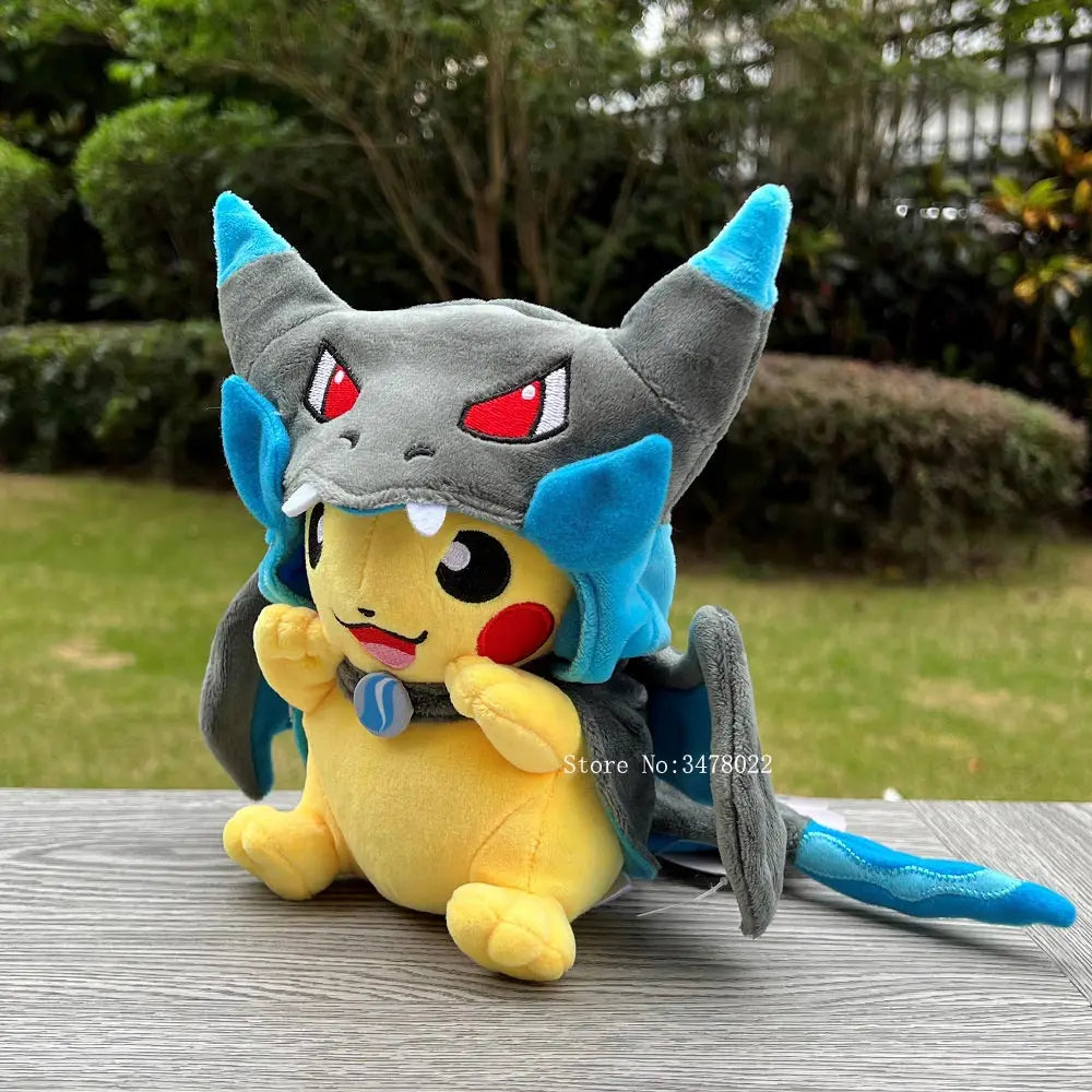 4 Styles Cosplay Pokemon Plush Mega Shiny Charizard XY Pikachu Cloak Stuffed Toy Cartoon Soft Doll