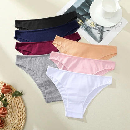4PCS/SET Seamless Cotton Panties Women Sexy Low Waist Briefs Solid Color Breathable Female Underwear Soft  Comfortable Intimates