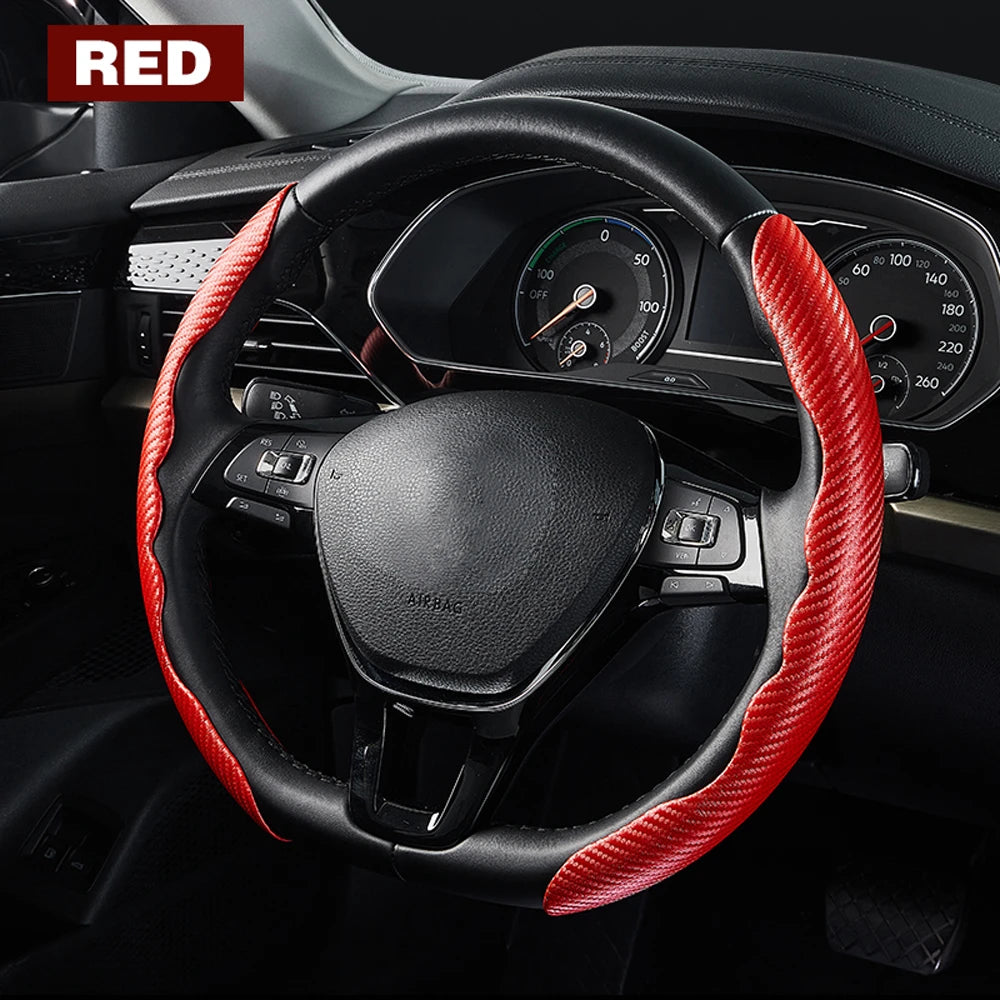 Universal Non-Slip Carbon Fiber Car Steering Cover Steering Wheel Booster Cover for Car Anti-skid Accessories