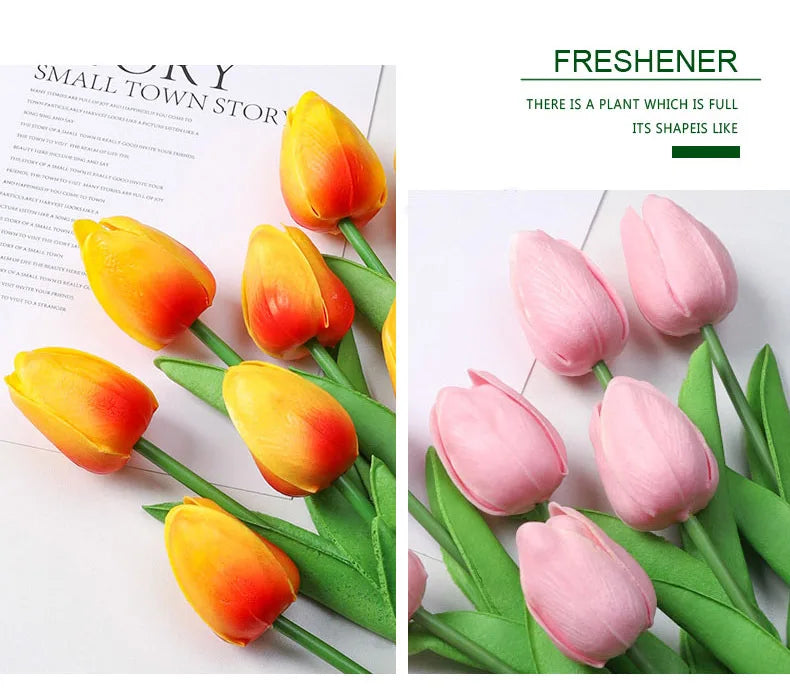 20pcs/3pc/5pc/10pc Bouquet Silicone Artificial Tulip Wedding Home Decoration Bouquet with Stems for Home Wedding Decoration