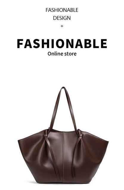 Fashion Large Capacity Trapeze Women Shoulder Bags Designer Metal Lock Handbags High-Quality Pu Leather Big Tote Commute Bag
