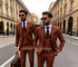 Men's 3 Piece Suit Yellow  Slim Fit Elegant Casual Business Office 3pcs