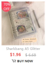 Sharkbang A7 Square Loose Leaf Diary Notebook Glitter Journals Agenda Planner PVC Binder Goo Card Book Gift Set Stationery