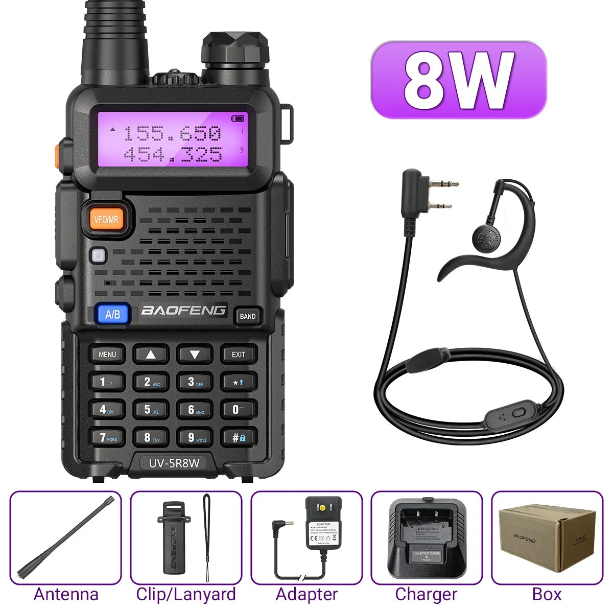 1/2PCS Baofeng UV 5R 5W 8W Walkie Talkie Ham CB Radio Long Range Dual Band VHF UHF FM Transceiver Two Way Radio UV5R K5 Plus