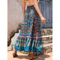 Women's Casual Temperament Skirt Women's Fashionable Bohemian Printed Elastic Waist Temperament Skirt Big Sway Temperament Skirt