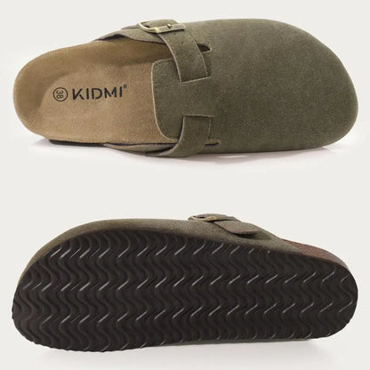 Shevalues Men's Suede Clogs Soft Leather Mules Men New Summer Men Cork Sandals Comfort Slip On Unisex Clogs With Arch Support