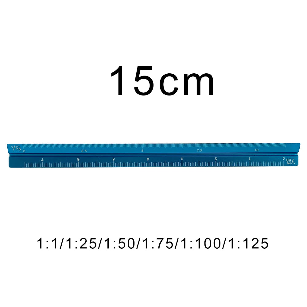 TUTU high quality colorful 15cm aluminum triangular scale ruler aluminum 1:20 - 1:600 alloy metal scale regua desenho H0003