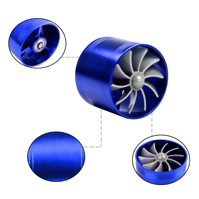 Car Air Intake Turbonator Single Fan Turbine Automobile Intake Turbo Vehicle Engine Turbocharger Power Conversion Accessories