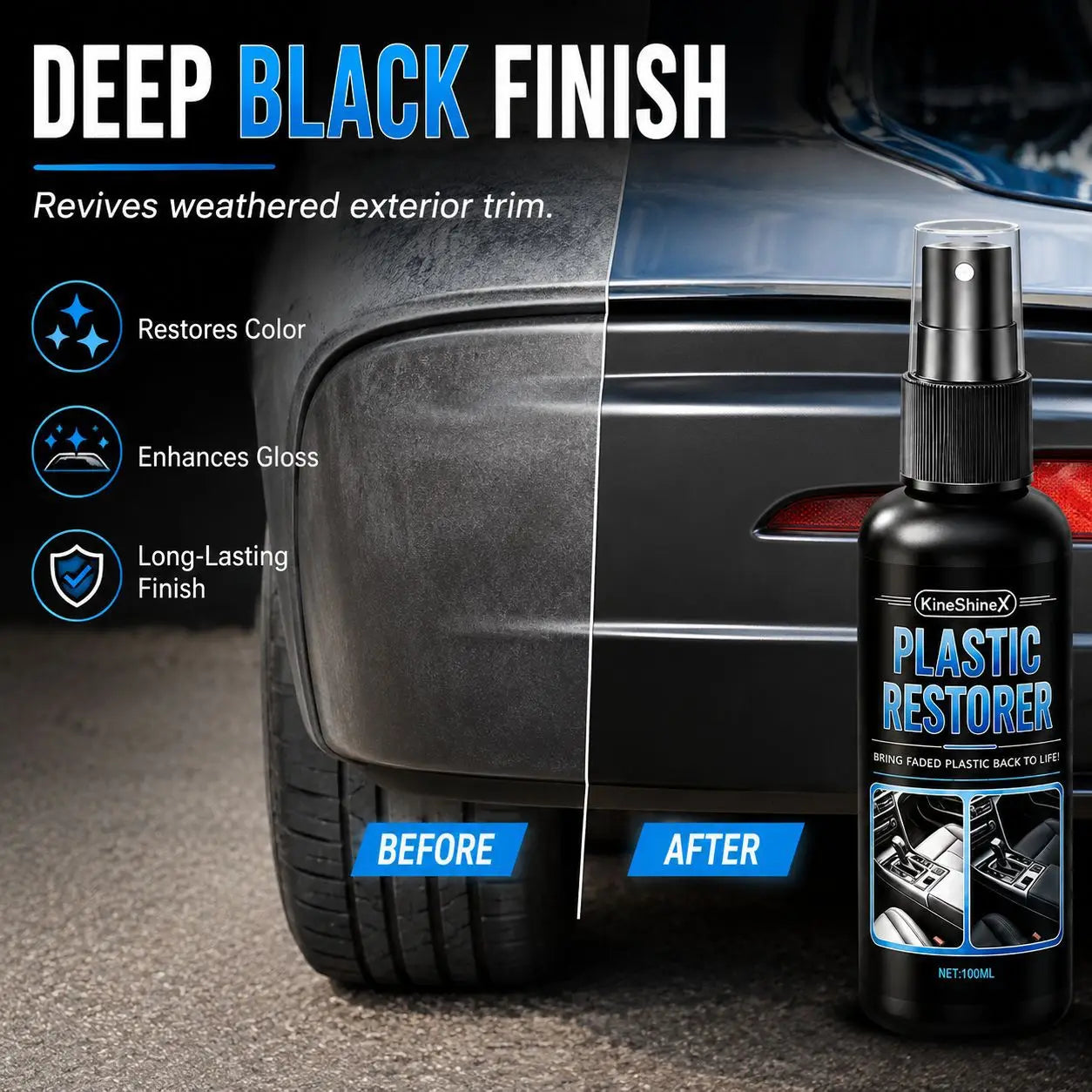 Automotive Plastic Refurbishment Brightening Agent, UV Protective Gloss Coating for Automotive Interior Plastic Repair