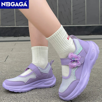 Summer Casual Shoes For Girls Mesh Breathable Children's Sneakers Cute Pink Anti-slippery Student Walking Footwear