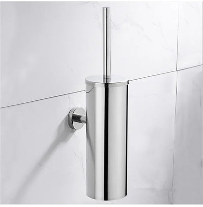 304 Stainless Steel Wall Mounted Bathroom Scrubber, Odor Proof Hanging Toilet Bowl Cleaning Brush with Holder