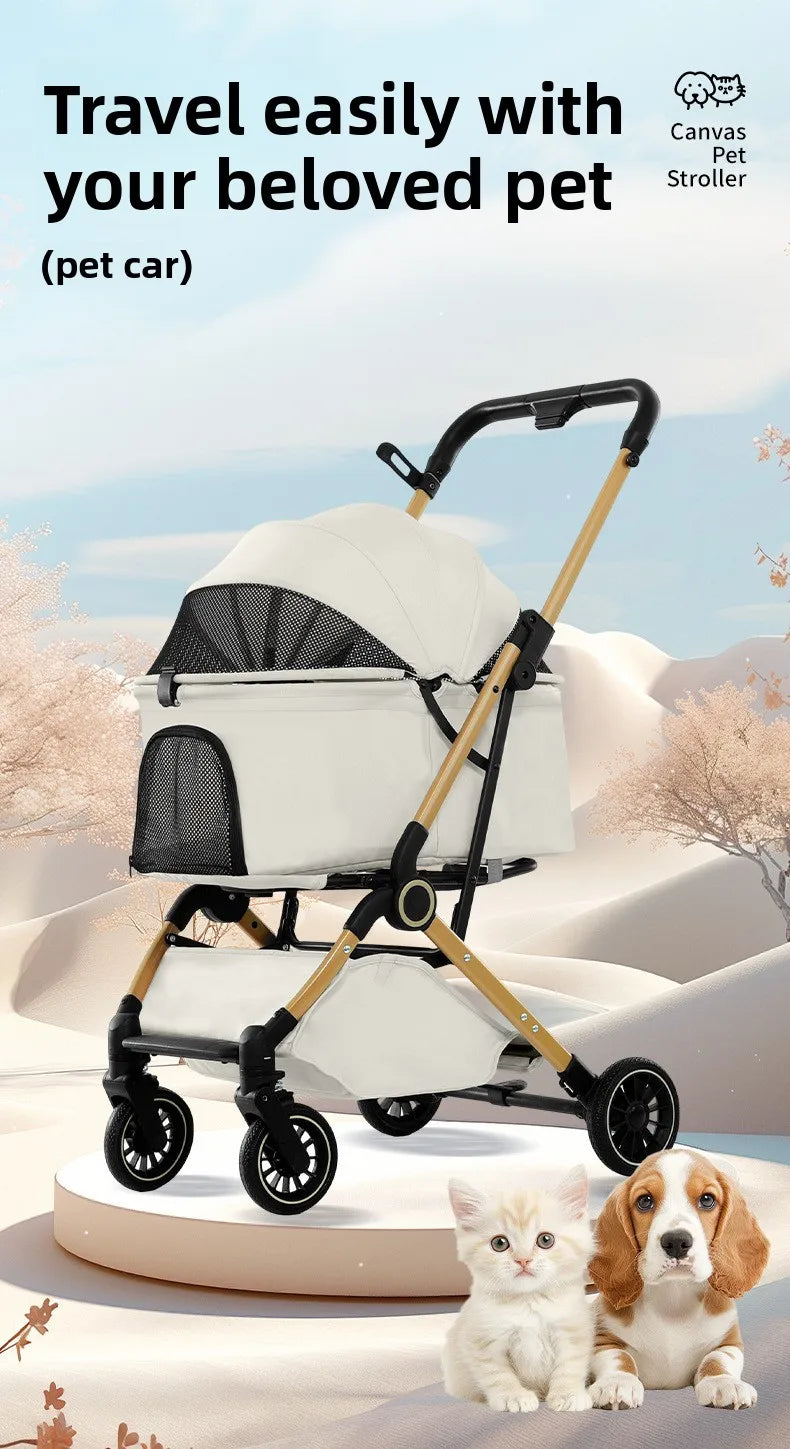 New Pet Stroller Dogs Cats Lightweight Foldable Outdoor Travel Small Medium Breed Teddy Poodle Pet Trolley Pet Stroller