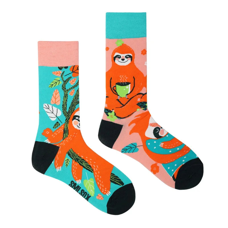 1 Pair Man Women Sock Original AB Tide Socks Colorful Cat Dog Koala Cow Cotton Socks Four Seasons Unisex Socks for Birthday Gift