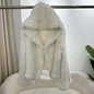 2024 Short Rabbit Fur Coat for Women Autumn Winter New Encrypted Thickened Handmade Double-sided Woven Hooded Korean Style
