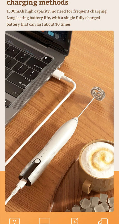 Mini Electric Milk Foamer Blender Wireless Coffee Whisk Mixer Handheld Egg Beater Cappuccino Frother Mixer Kitchen Whisk Tools