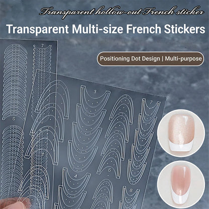 1pcs French Tip Guide Hollow Grid Nails Stencils Decals Self-Adhesive French Lines Nail Stickers Nail French Tips Guide Tools S@
