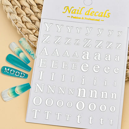 3D Glittery Gothic Letter Design Nail Art Stickers Uppercase Alphabet Letters Artistic Designs DIY Nail Art Decals Decoration #1