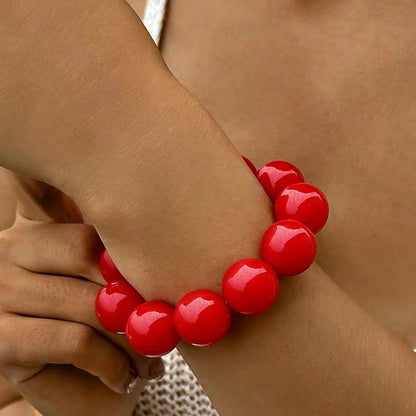 Tocona New Arrival Colorful Big Bead Bracelets for Women Personality Punk Resin Holiday Jewelry Accessories Wholesale Gift