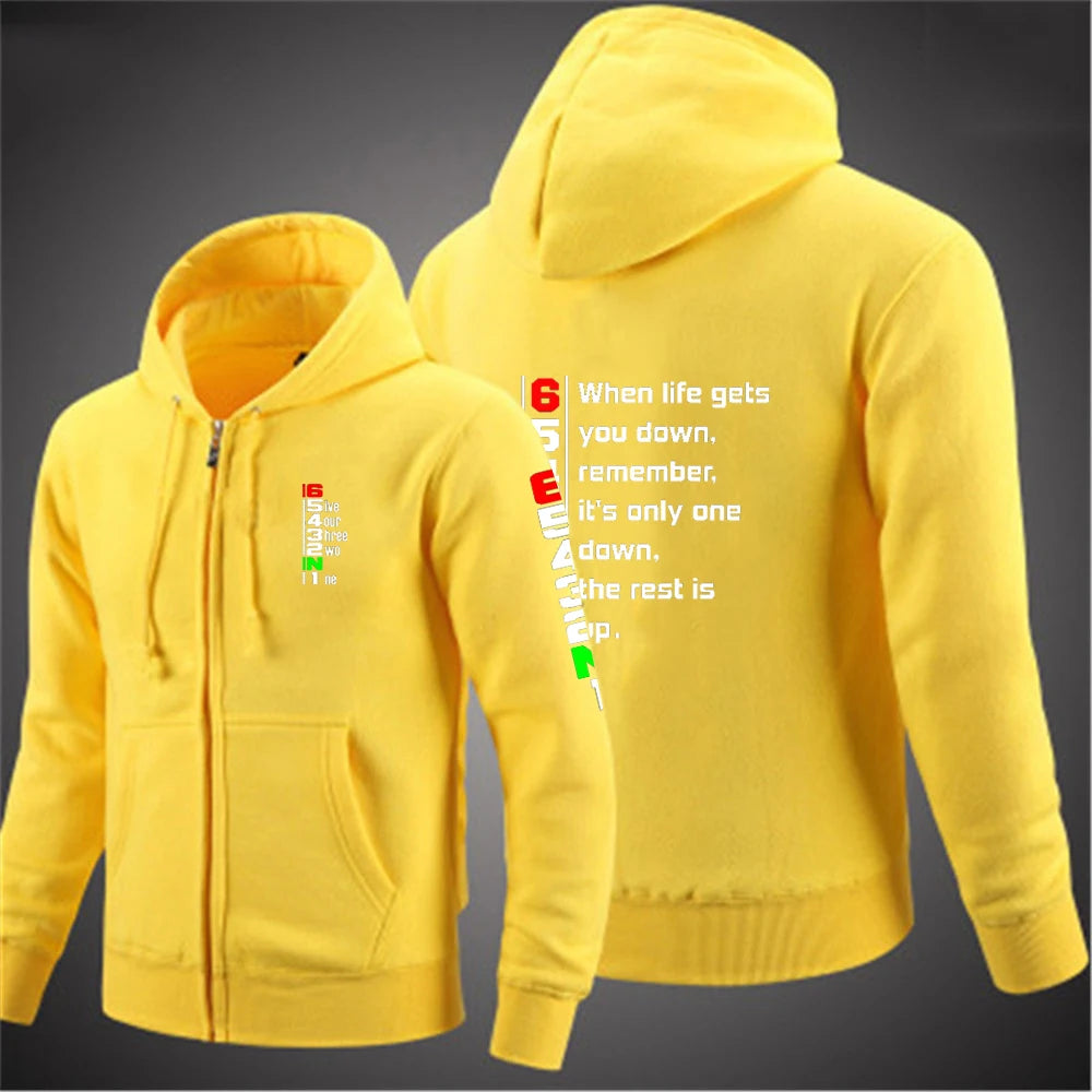 2025 Spring Autumn Men's Manual Transmission 1N23456 Motorcycle Logo Printed Popular Cardigan Classic Solid Color Hooded Hoodies