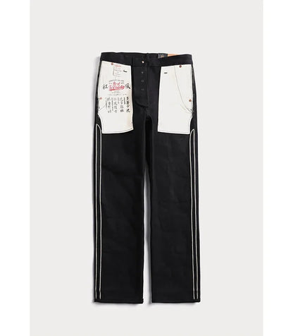 Red Tornado Black Men's Jeans Relaxed Fit 14.5oz Selvedge Denim Officer Trousers