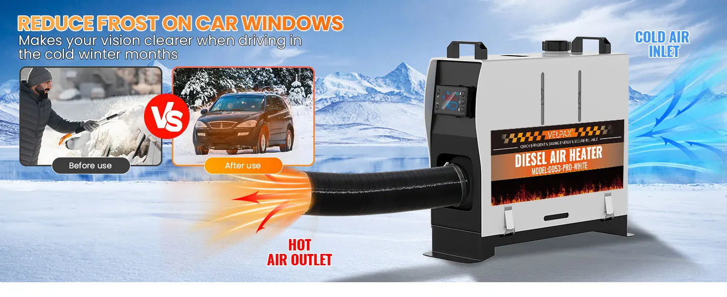 8KW Portable Diesel Heater with LCD Remote Control Adjustable Temperature 18-40℃ for Motorhome Boat And Home Use