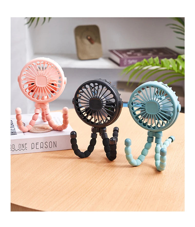Mini Clip On Fan for Car Seat Crib Baby Stroller Fan Handheld Rechargeable USB Fan Small Cooling Fans Baby Stroller Accessories