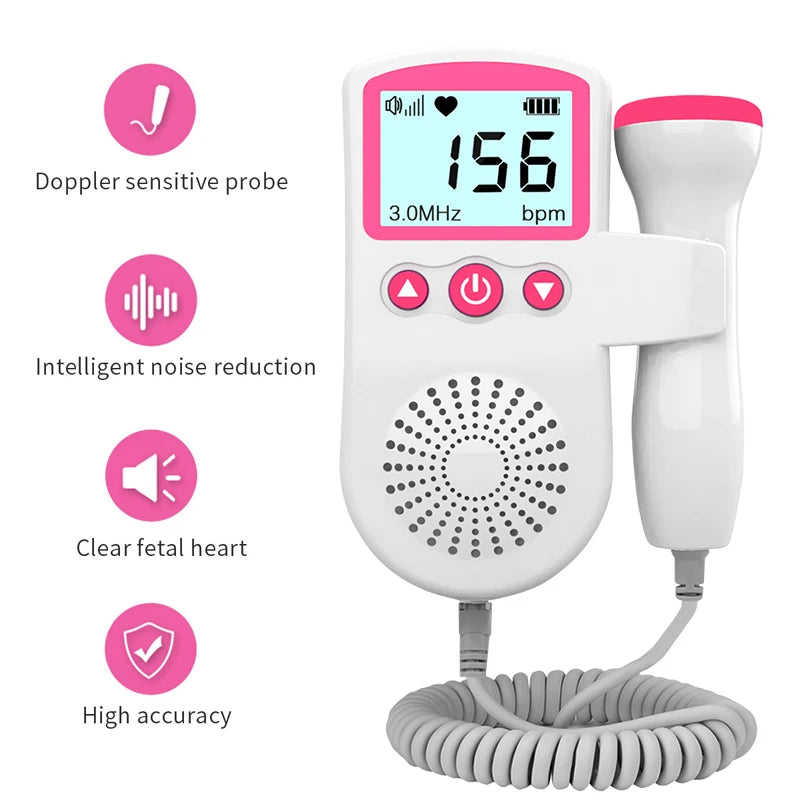 3.0MHz Fetal Doppler Infant Antenatal Heart Rate Monitor Home Sonar Doppler Stethoscope Maternal Home Fetal Monitor