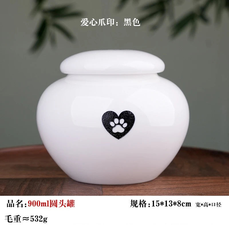 Ceramic Can urns for puppy ashes Sealed and moisture-proof pet souvenir animal funeral urn portable pet memorials and gifts