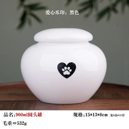 Ceramic Can urns for puppy ashes Sealed and moisture-proof pet souvenir animal funeral urn portable pet memorials and gifts