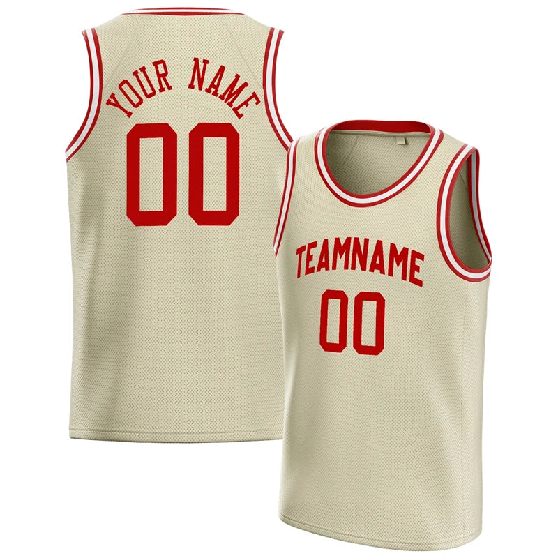Fashion Cream Basketball Tank Tops Summer Trend Custom Name Team Name Men Women Sports Vest Casual Oversized Team Uniforms Tees