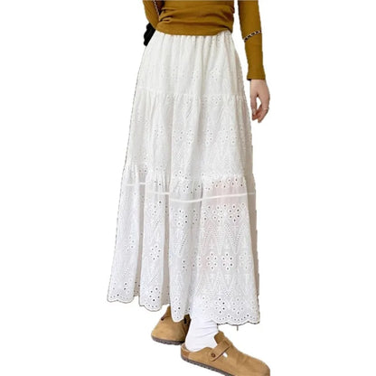 High-waisted Sheer Solid Color A-line Elastic Waist Skirt Women's Summer New Elegant Formal Party Vacation Versatile Maxi Dress