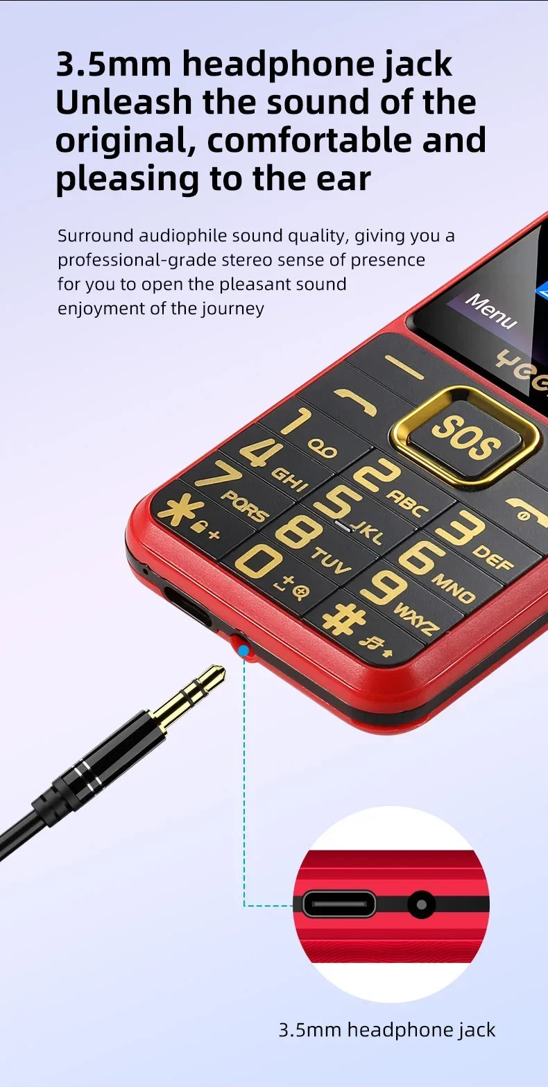 YEEMI K3 4G Feature Keypad Phone 2.6 Inch Dual SlM Big Button Loud Volume for Elderly 2500mAh FM Radio Hebrew Keyboard SOS Video