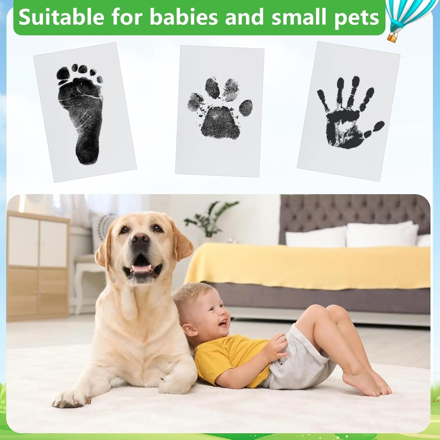 Baby Inkless Hand and Footprint Kit, Ink Pad Paw Print kit for Dogs, Dog Nose Print Kit, Dog Paw Print Kit - Baby Footprint Kit