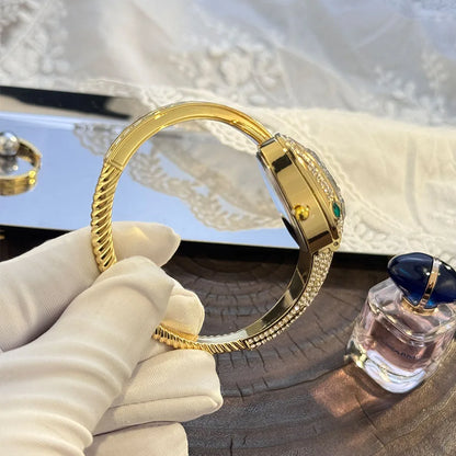 LuxuryDiamondEmbedded Fashionable Snake-Shape Bracelet Watch for Women Elegant Open Handbag Stylish European And American Design