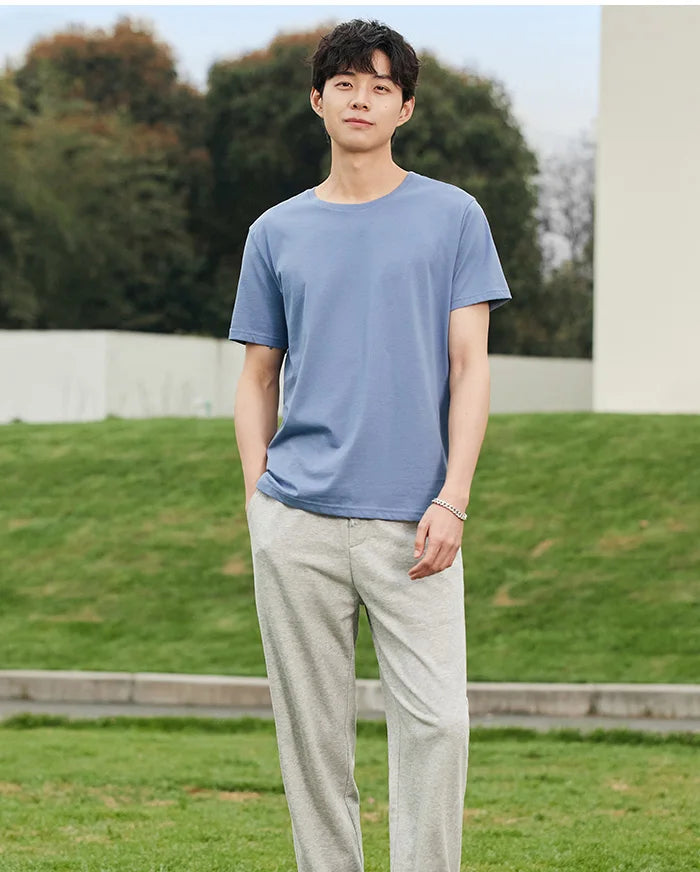Semir Short Sleeve Men T-Shirt Cotton 2026 Summer New Man Clothing Thin And Versatile T Shirt Couples Solid Color Tops