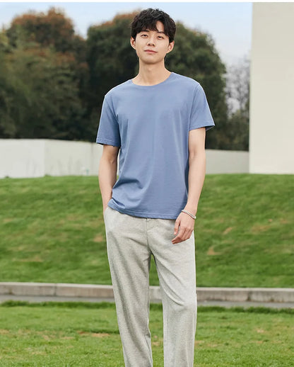 Semir Short Sleeve Men T-Shirt Cotton 2026 Summer New Man Clothing Thin And Versatile T Shirt Couples Solid Color Tops