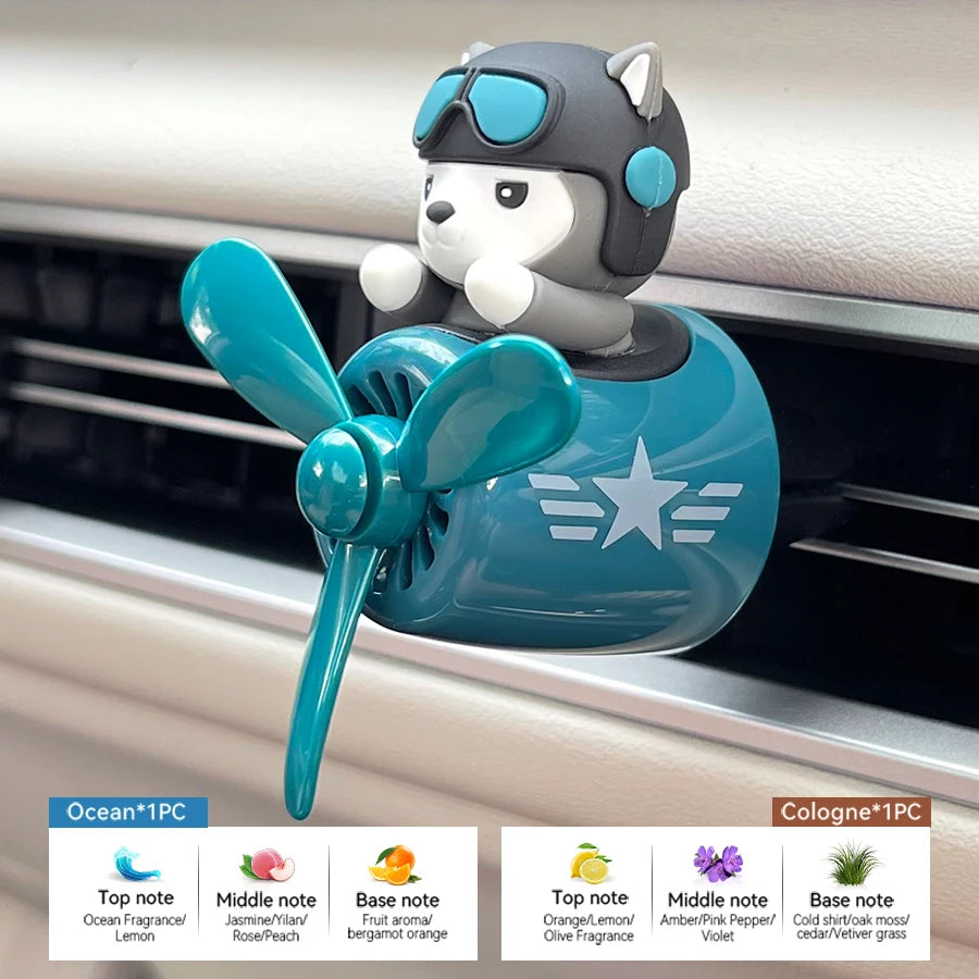 Rotating propeller pilot bear dog car air fresheners accessories decorations fun vent clip perfume diffuser aroma fragrance men