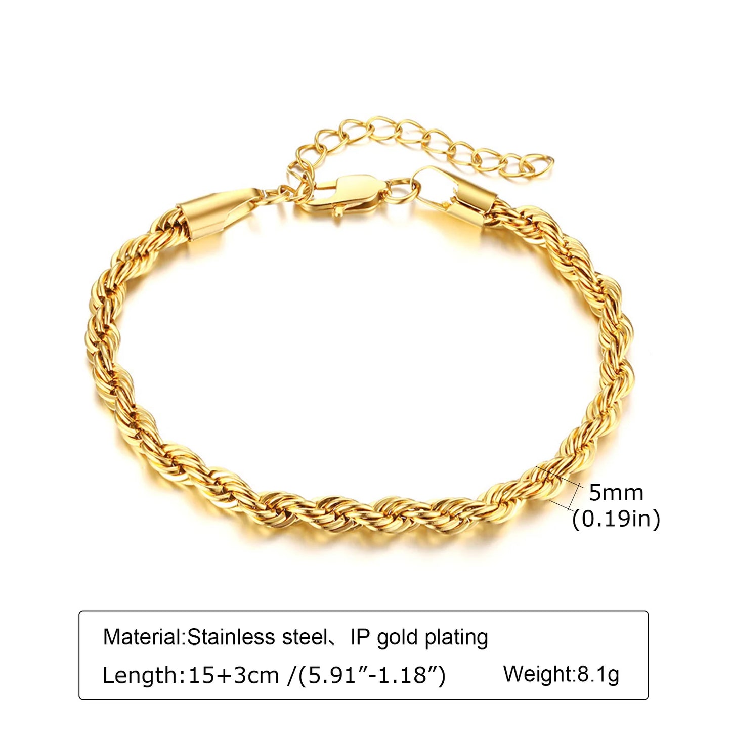Waterproof Stainless Steel Chain Bracelets For Women , Gold Plated Fashion Stackable Link Bracelet Gifts