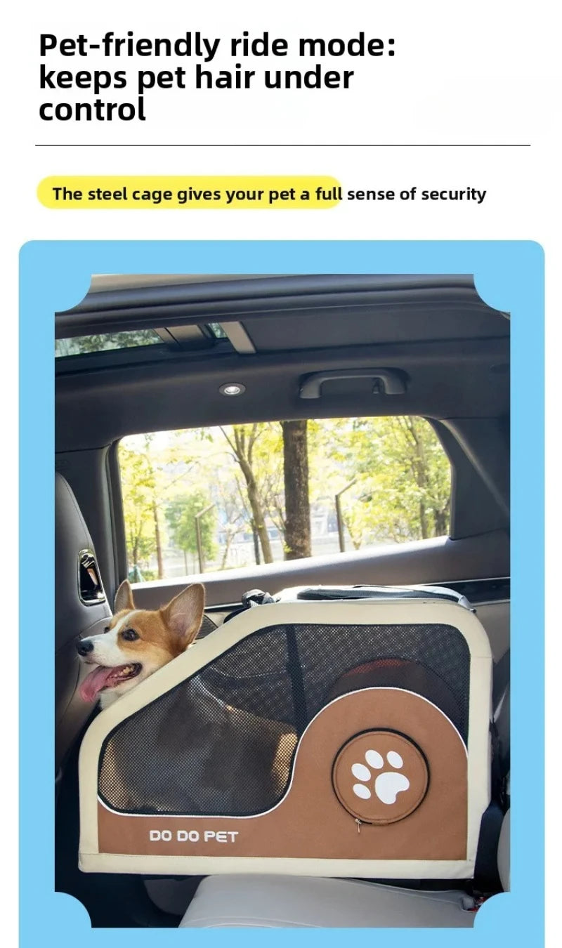 Pet Travel Luggage Cart with Folding Handlebar - Durable Oxford Fabric, Large Capacity, Breathable Mesh, Quiet Wheels